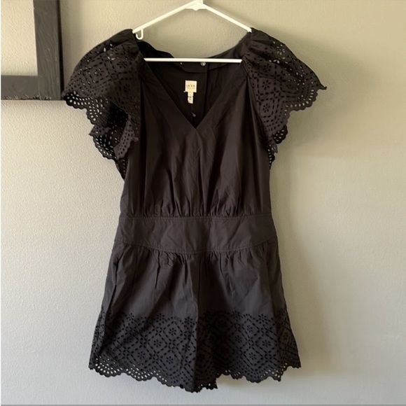 Rebecca Taylor La Vie Agatha Embroidered Eyelet Flutter Sleeve Romper - Picture 3 of 15